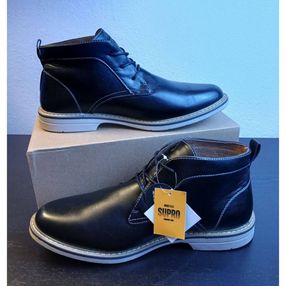 Deer Stags Garfield Mens Black Chukka Boots 11.5 W Wide Simulated Leather New